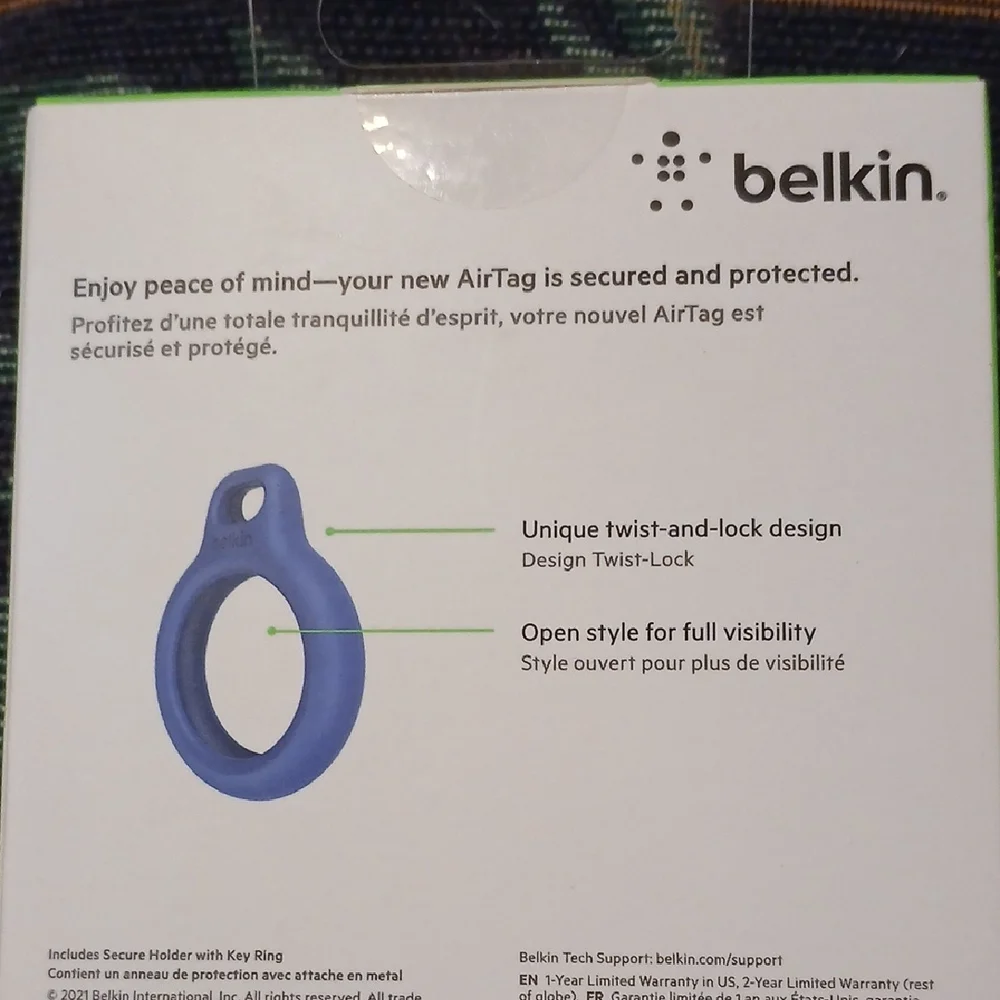 Belkin Blue AirTag Secure Holder with Key Ring